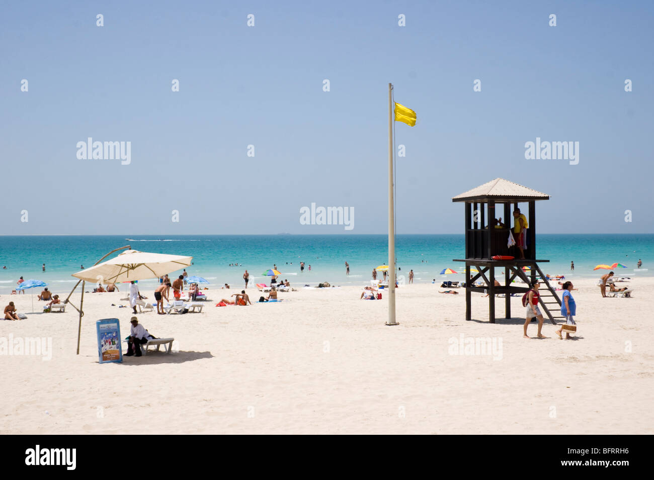 Beach scene at Jumeira Beach Park Dubai UAE Stock Photo