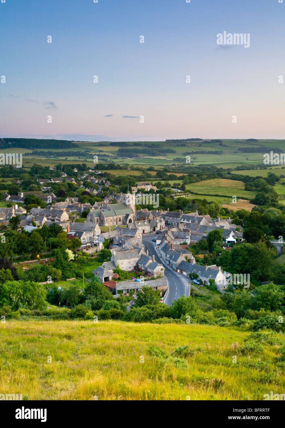 Corfe Castle from East Hill, Dorset England UK Stock Photo
