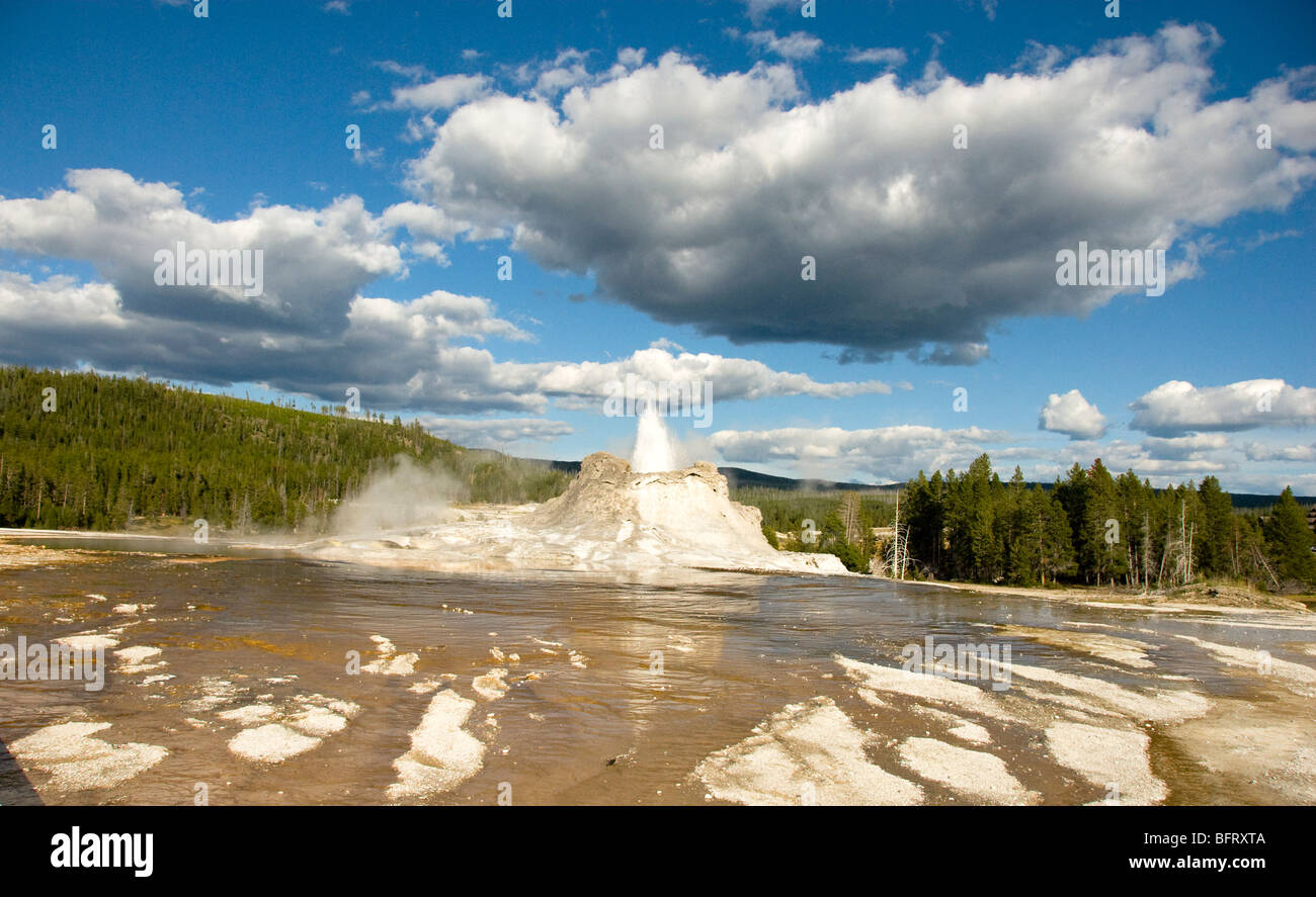 Eruption of Castle Geyser in Yellowstone National Park Stock Photo - Alamy