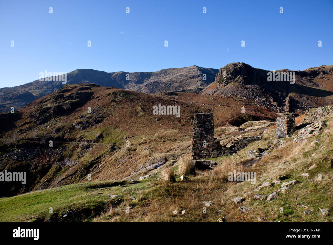 The Old Man of Coniston and Brim Fell Rake as seen from Coppermines Valley, near Coniston, Lake District, Cumbria Stock Photo