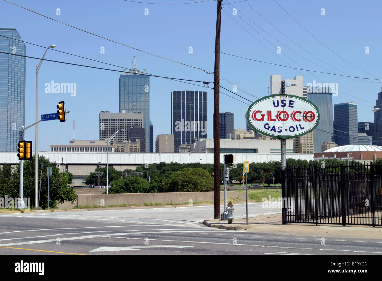 old Good Luck Oil Company sign (GLOCO) on Cadiz Street in downtown
