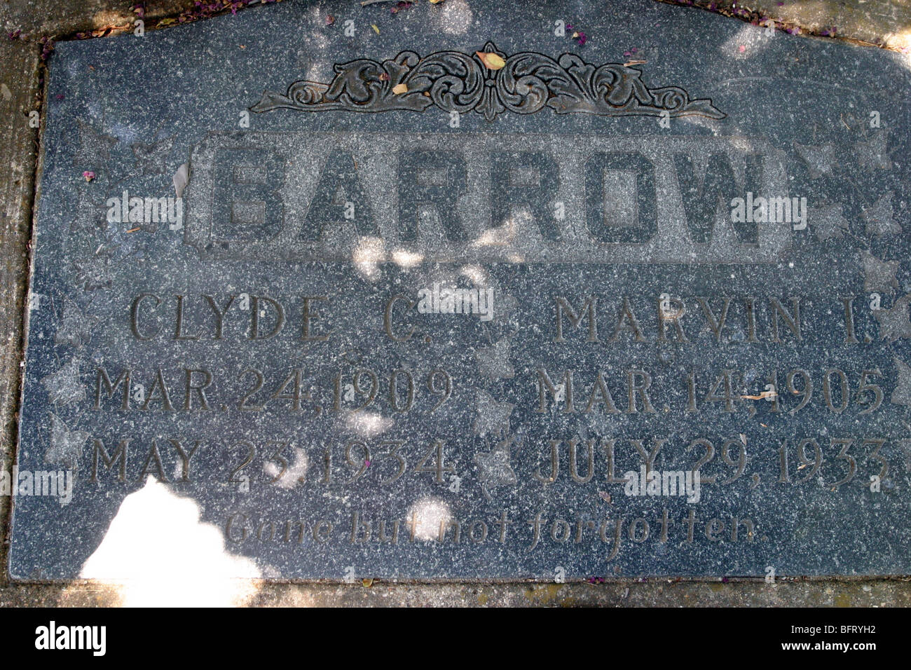 The grave of Clyde Barrow, Western Heights Cemetery in Dallas,Texas USA Stock Photo