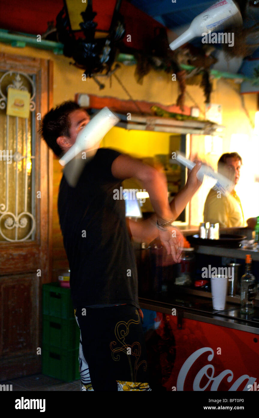 Aruba, juggler bartender Stock Photo Alamy