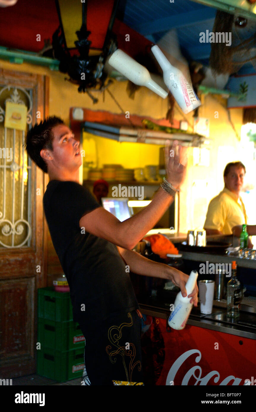 Aruba, juggler bartender Stock Photo Alamy