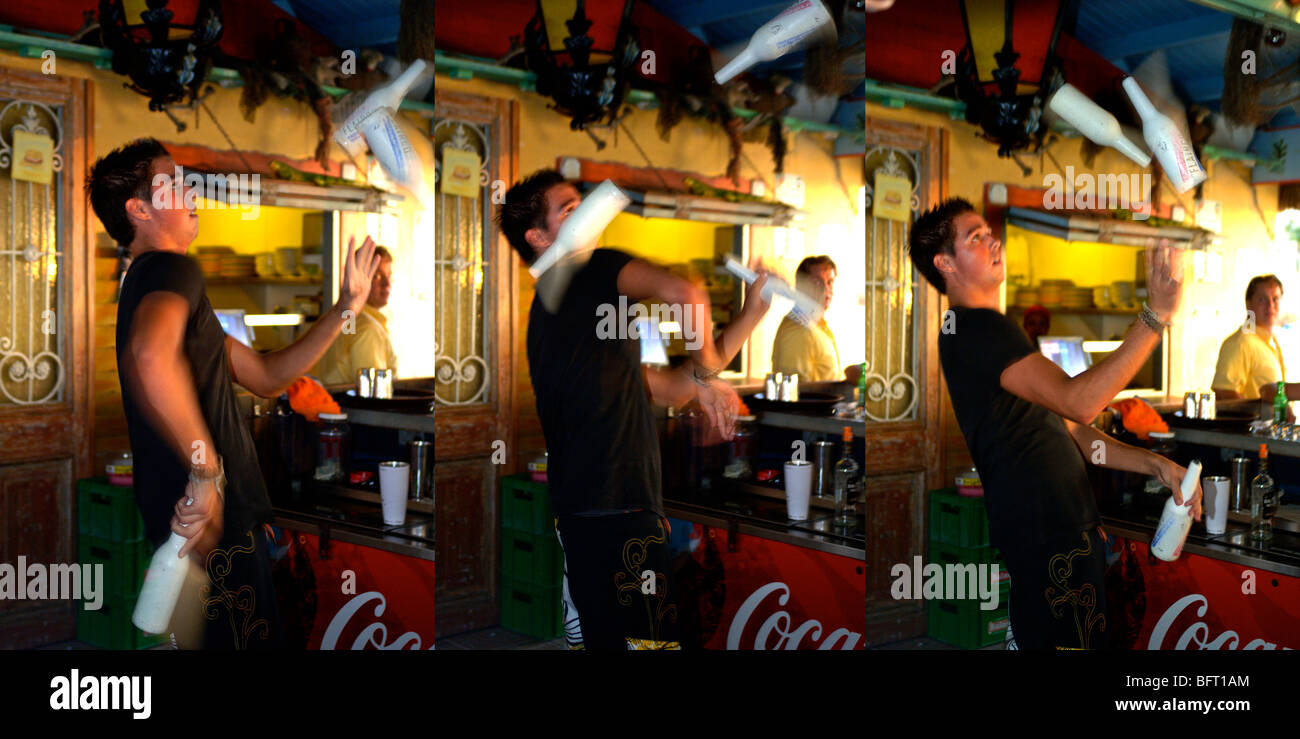 Aruba, juggler bartender Stock Photo Alamy