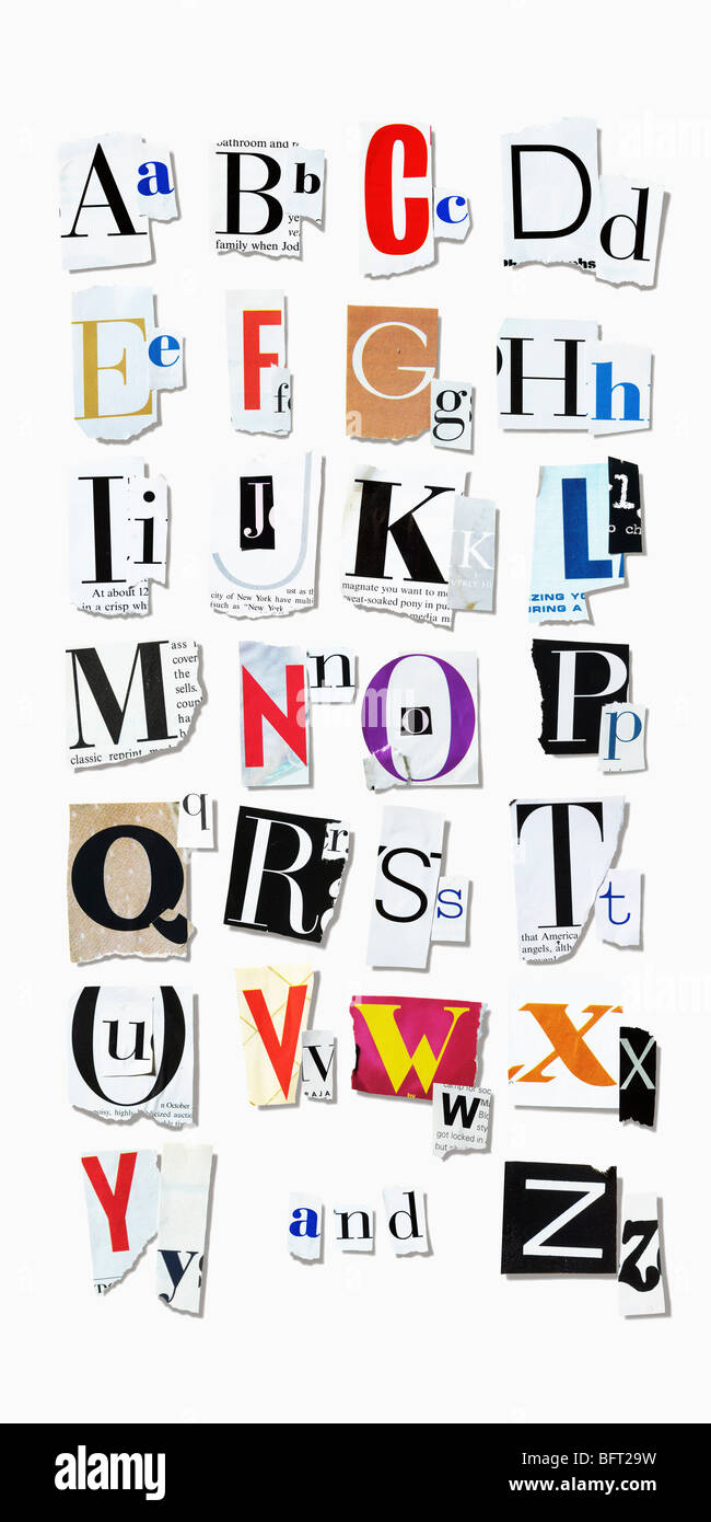 Letters Of The Alphabet Cut Out Of Magazine Pages Stock Photo Alamy