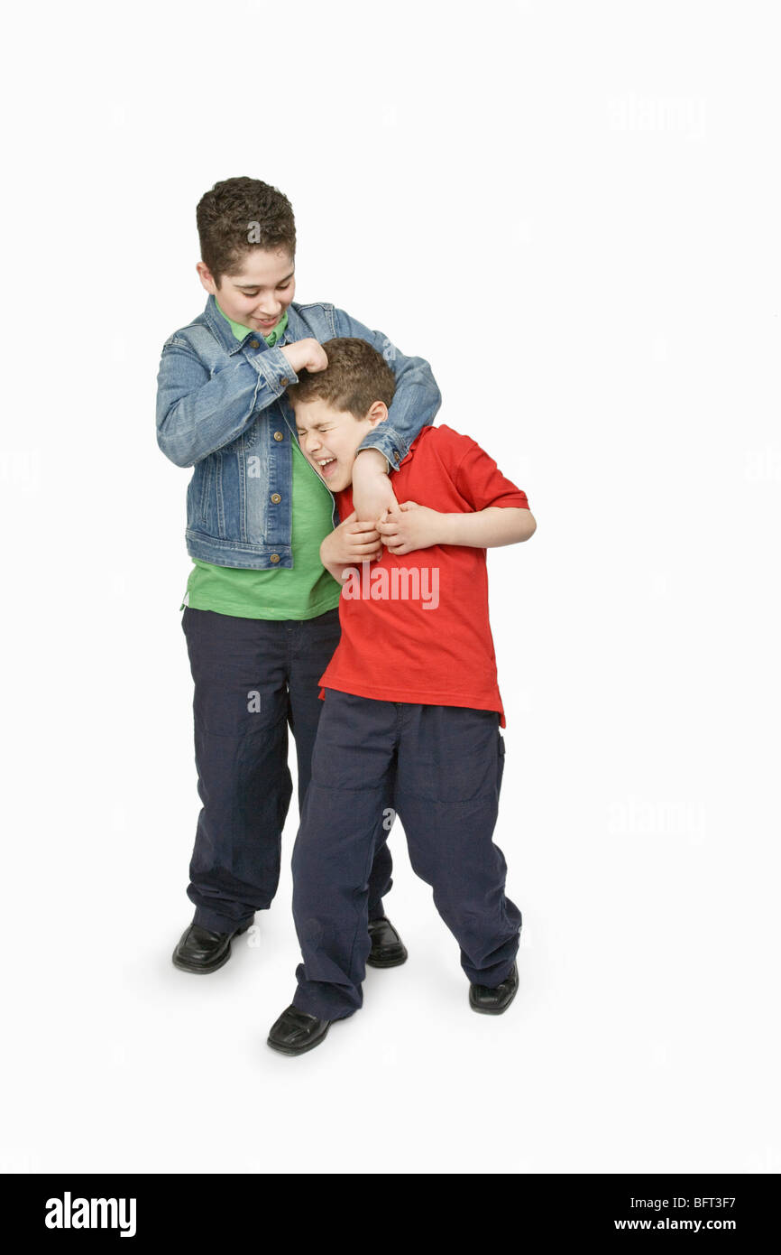 Brothers Play Fighting Stock Photo