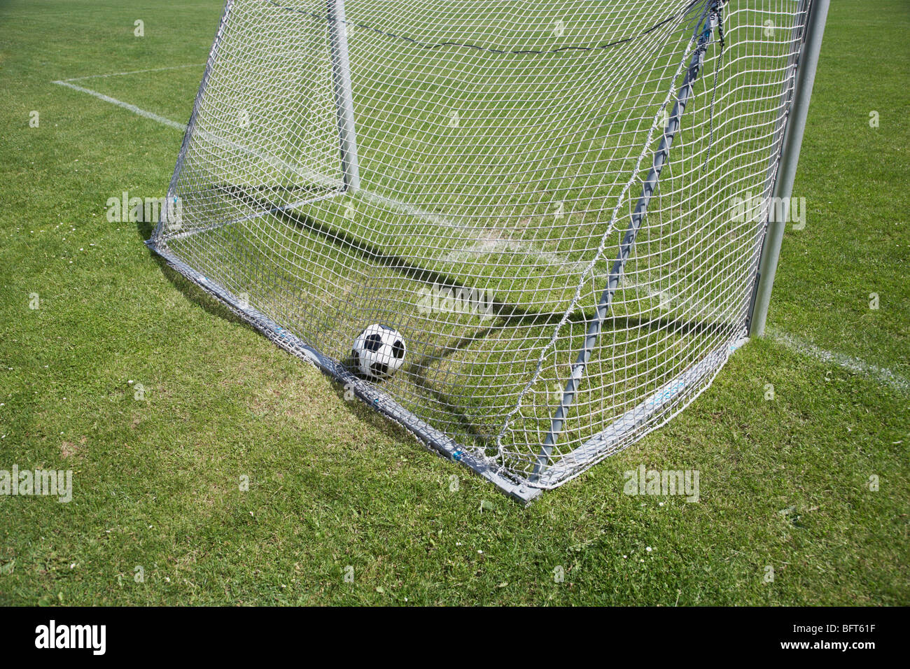 Soccer Ball in Net Stock Photo