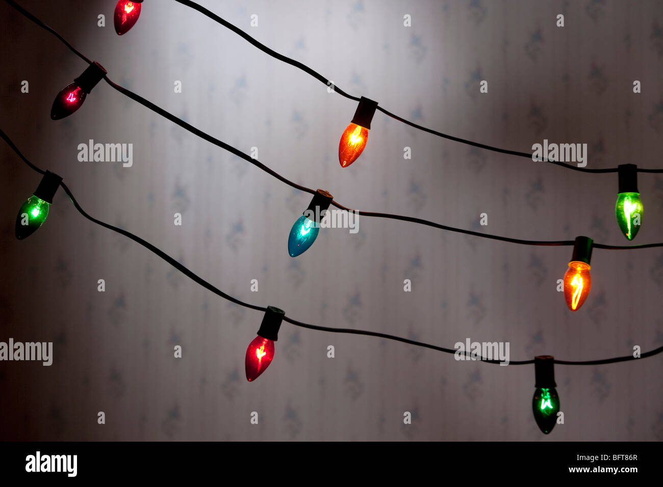 Strings of Christmas Lights Stock Photo