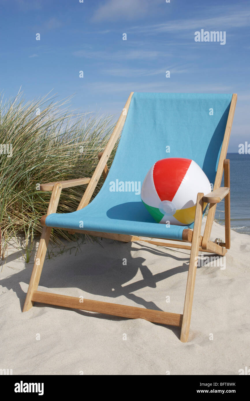 Butterfly Chair at Beach, Vorupoer, Jylland, Denmark Stock Photo
