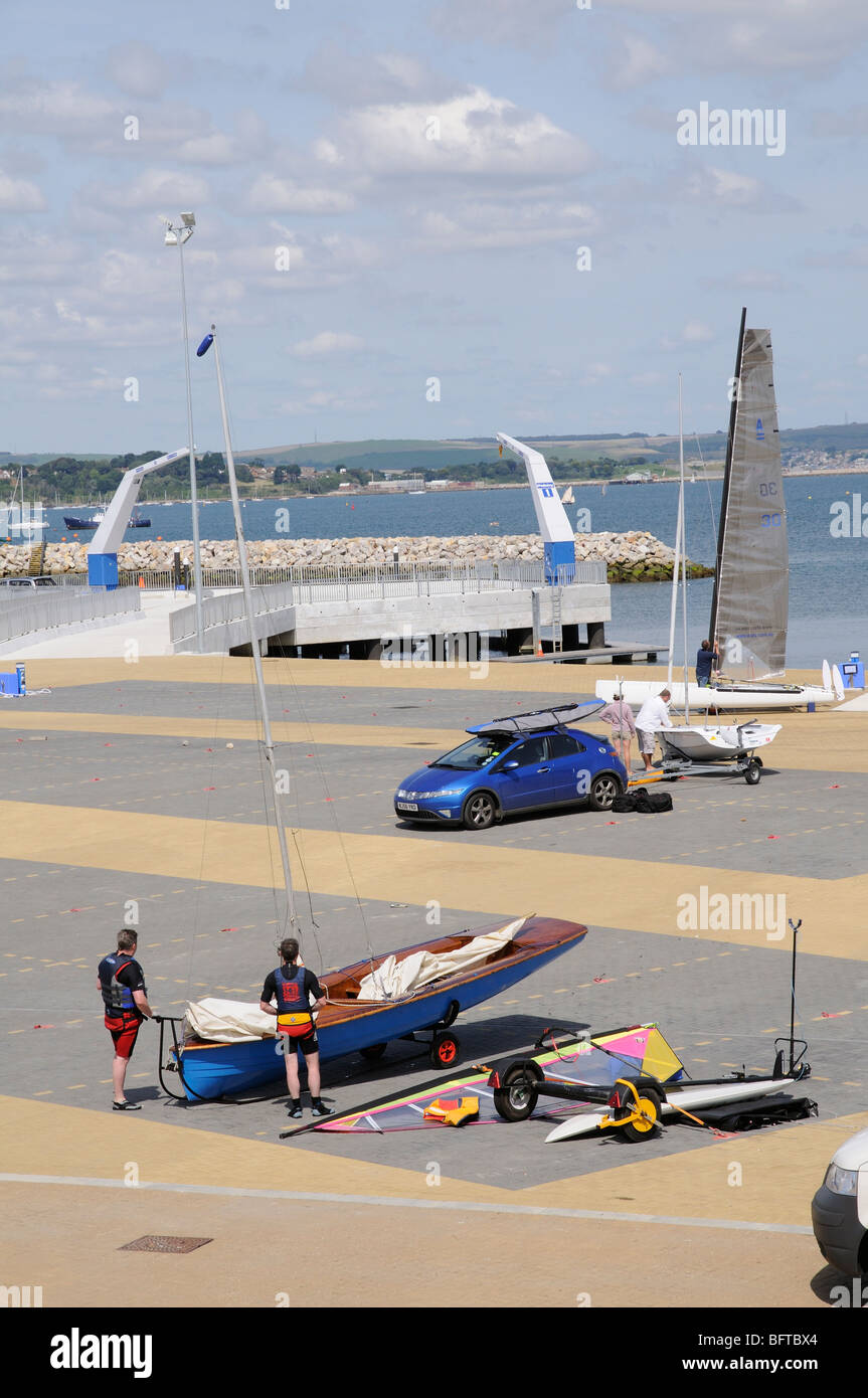 Weymouth & Portland National Sailing Academy waterfront sailors prepare