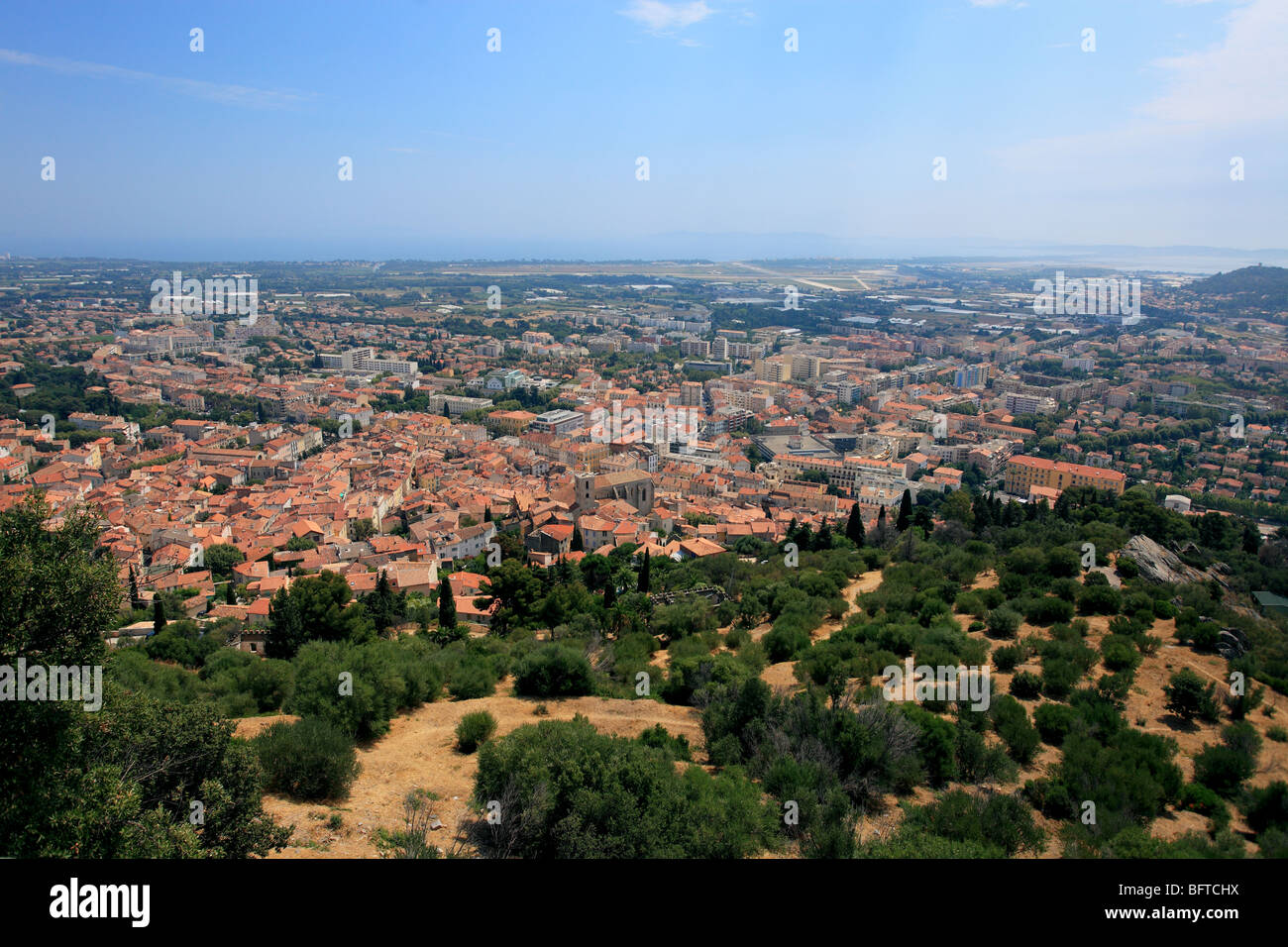 Overhead view of the city of Hyeres Stock Photo