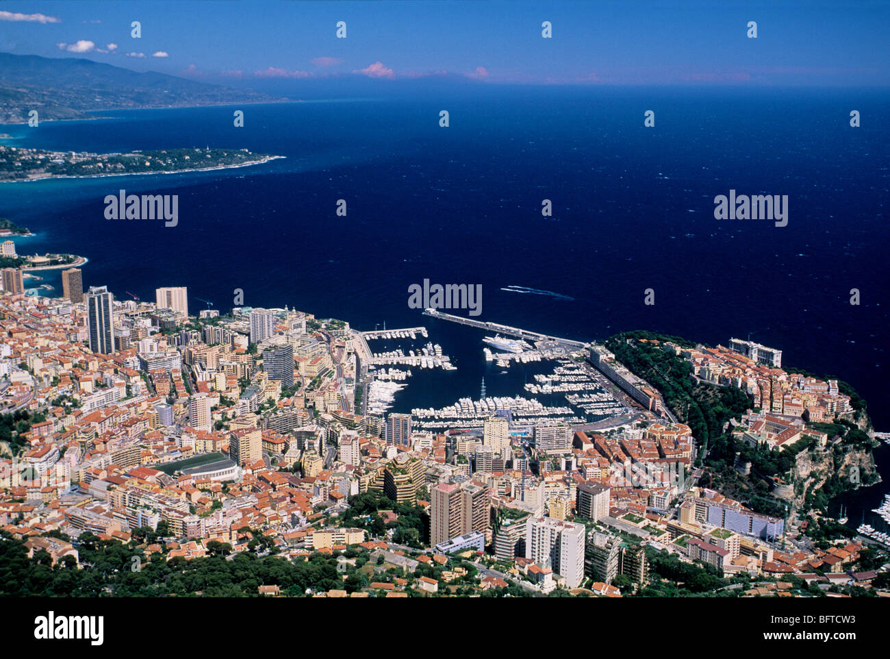 Overhead view of the Principality of Monaco Stock Photo