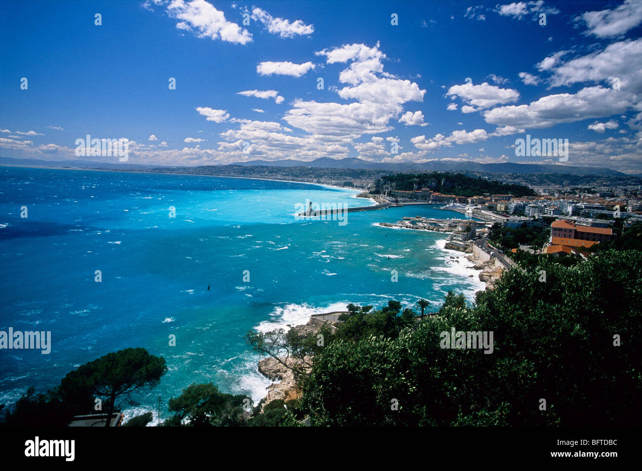 overview of the bay of Nice Stock Photo