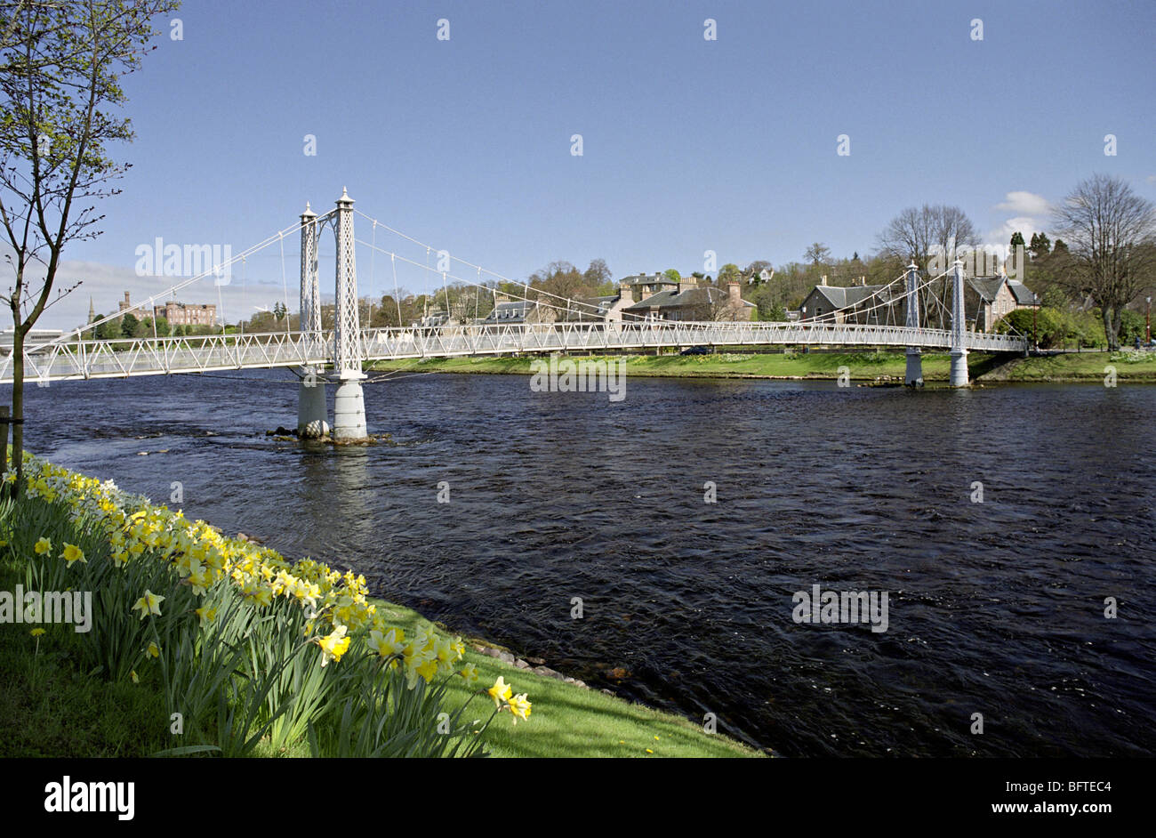 suspension footbridge Inverness river ness  Scotland Stock Photo