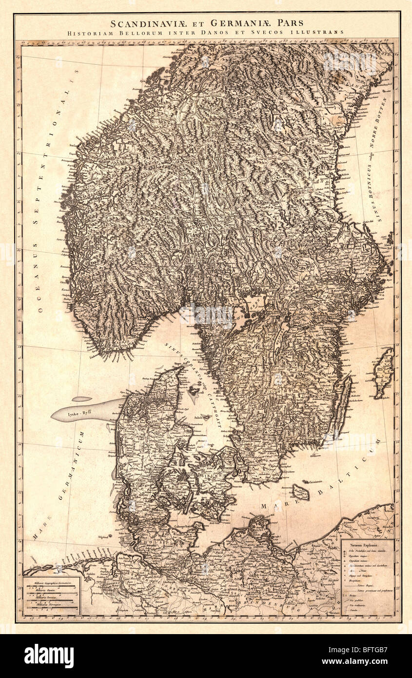 Old map of the Scandinavia Stock Photo