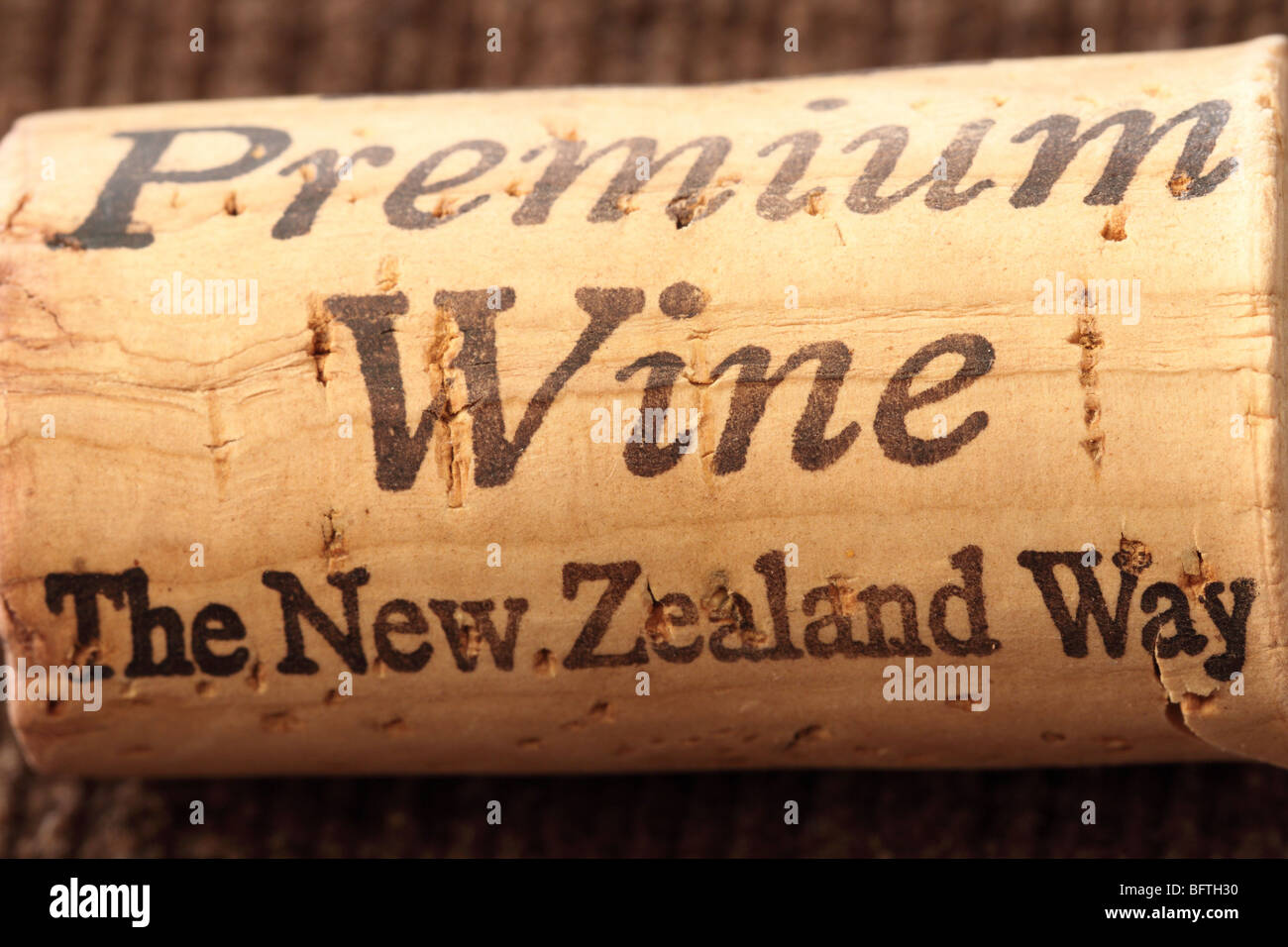 Premium wine The New Zealand way wine cork stopper Stock Photo