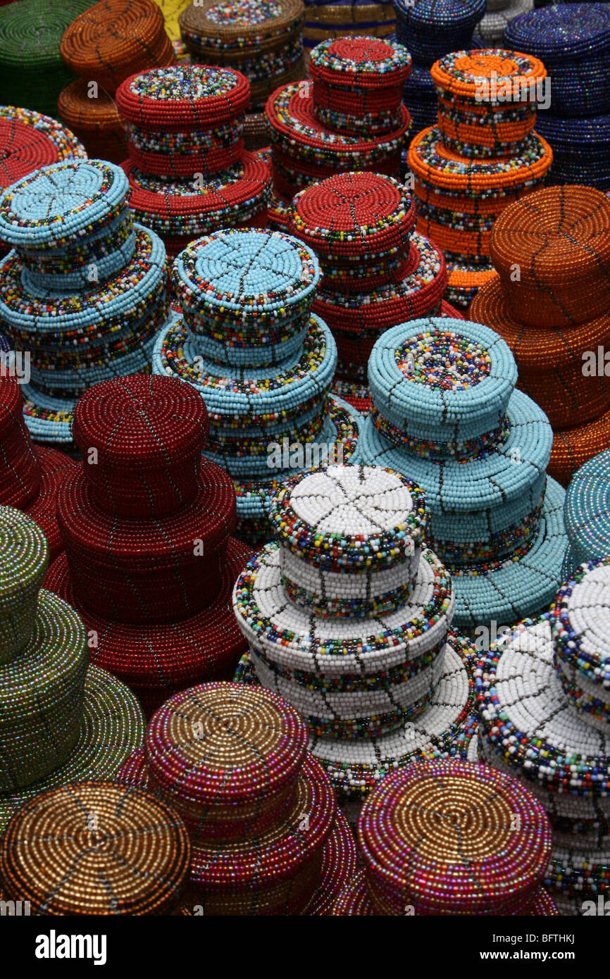 Masai Beadwork Containers Taken in Arusha, Tanzania Stock Photo