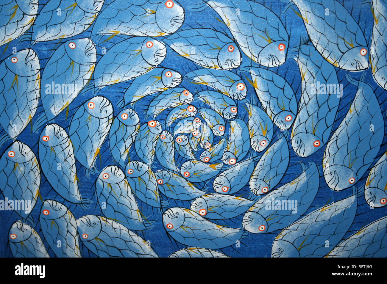 Fishing Boy Silhouette Photomontage Art Wall Decor Blue Water Fish