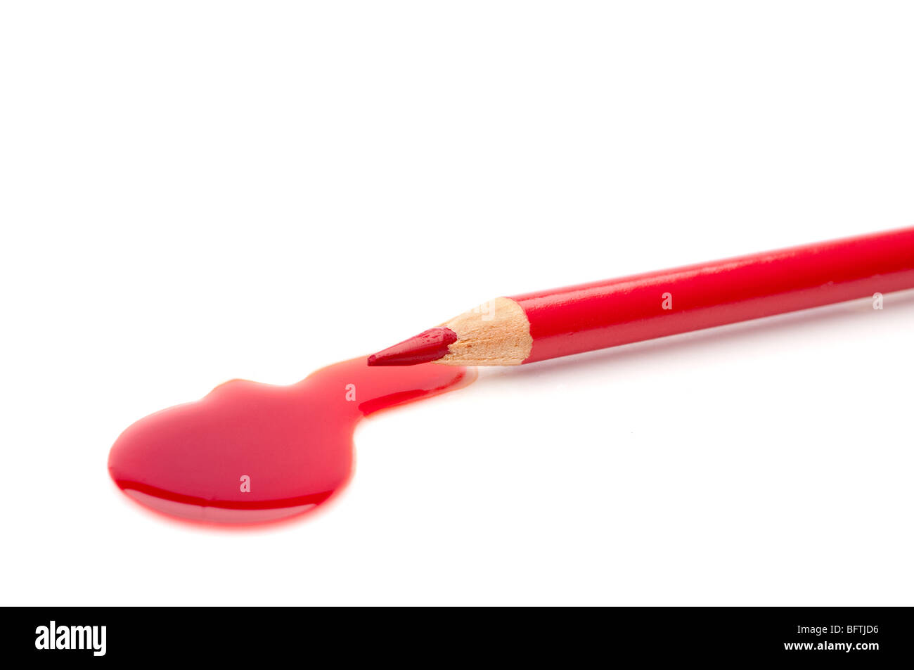 A blood red pencil and matching blood Stock Photo