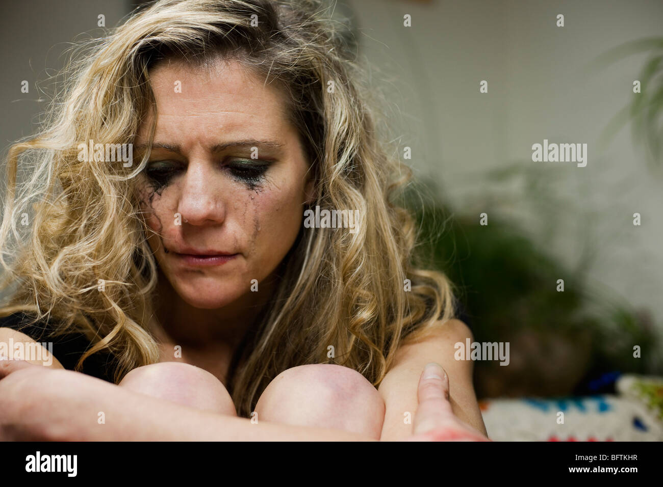 woman upset and crying Stock Photo