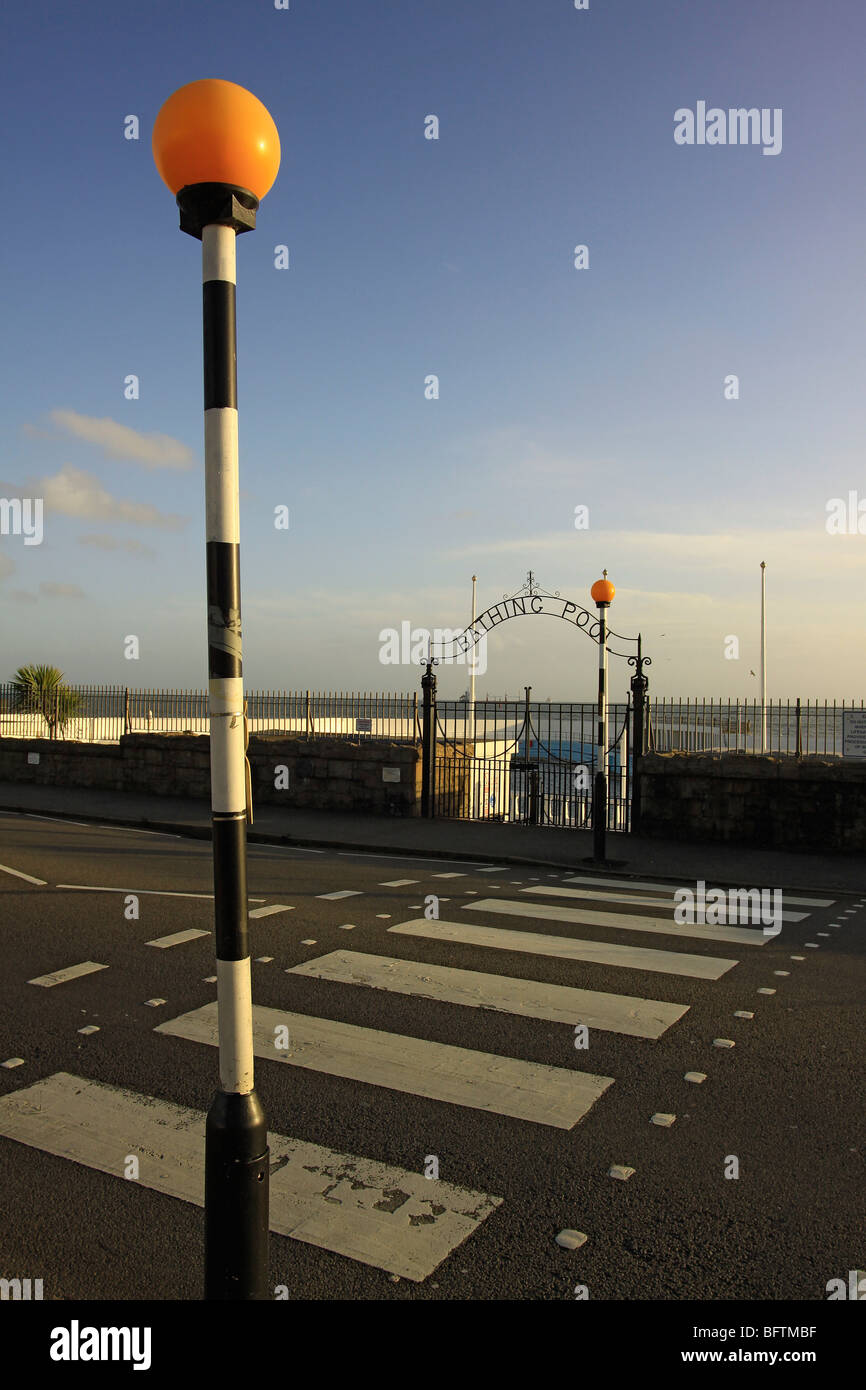 Belisha beacon and zebra crossing Penzance Cornwall UJK Stock Photo Alamy
