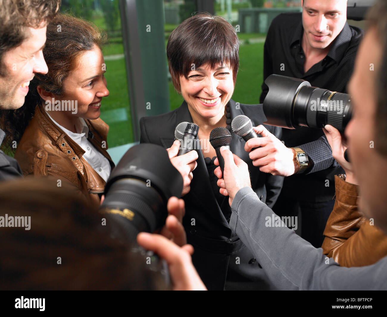 Business woman giving a conference Stock Photo