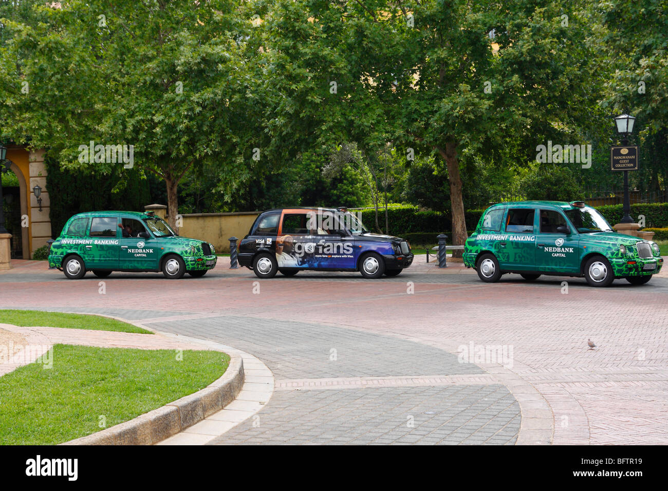 Three Taxis in the front of MonteCasino, Johannesburg, South Africa, November, 2009 Stock Photo