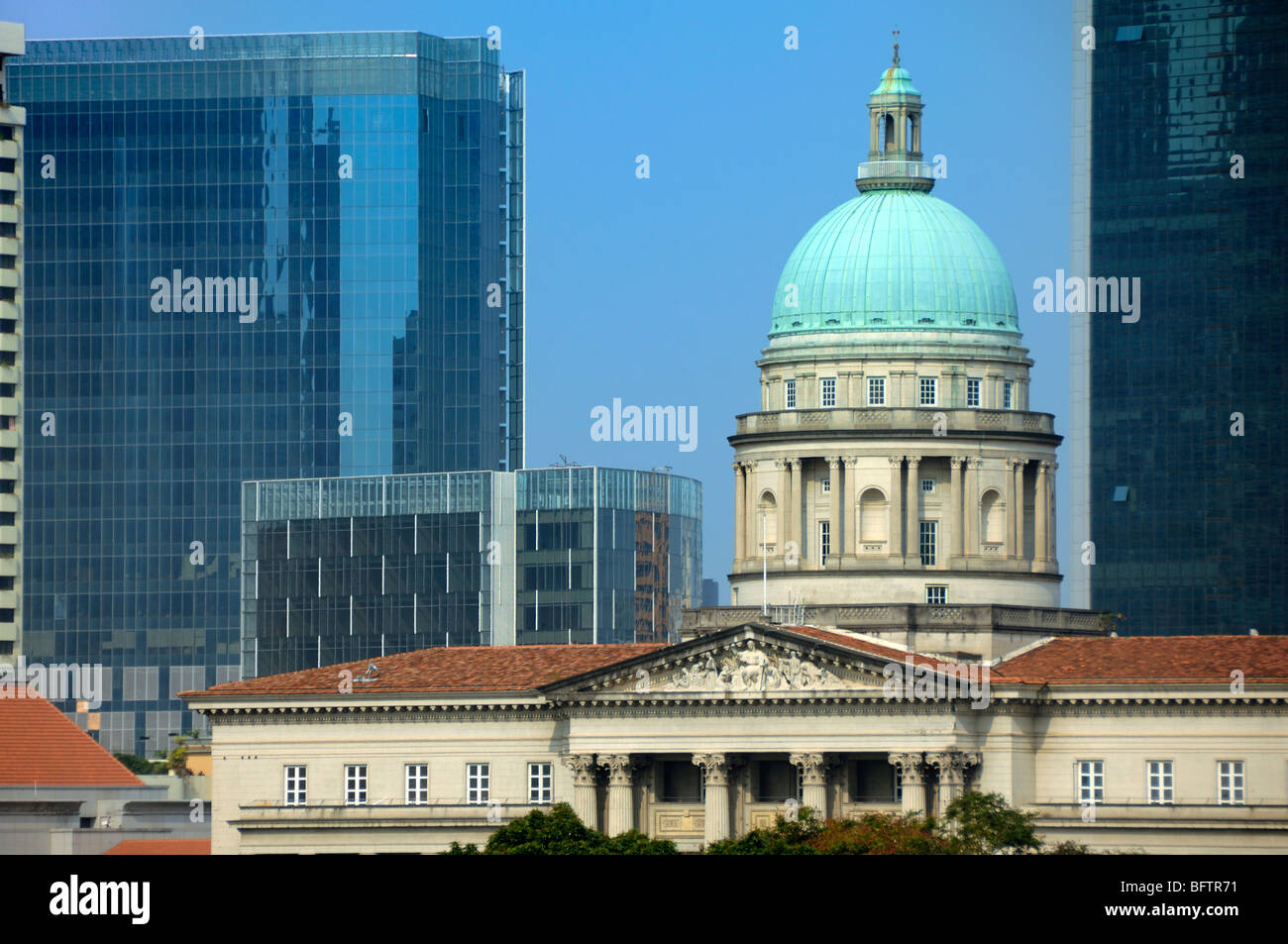 Dome or Cupola of the Neoclassical Colonial Old or Former Supreme Court Building (1937-39) now the National Gallery Museum Singapore Stock Photo