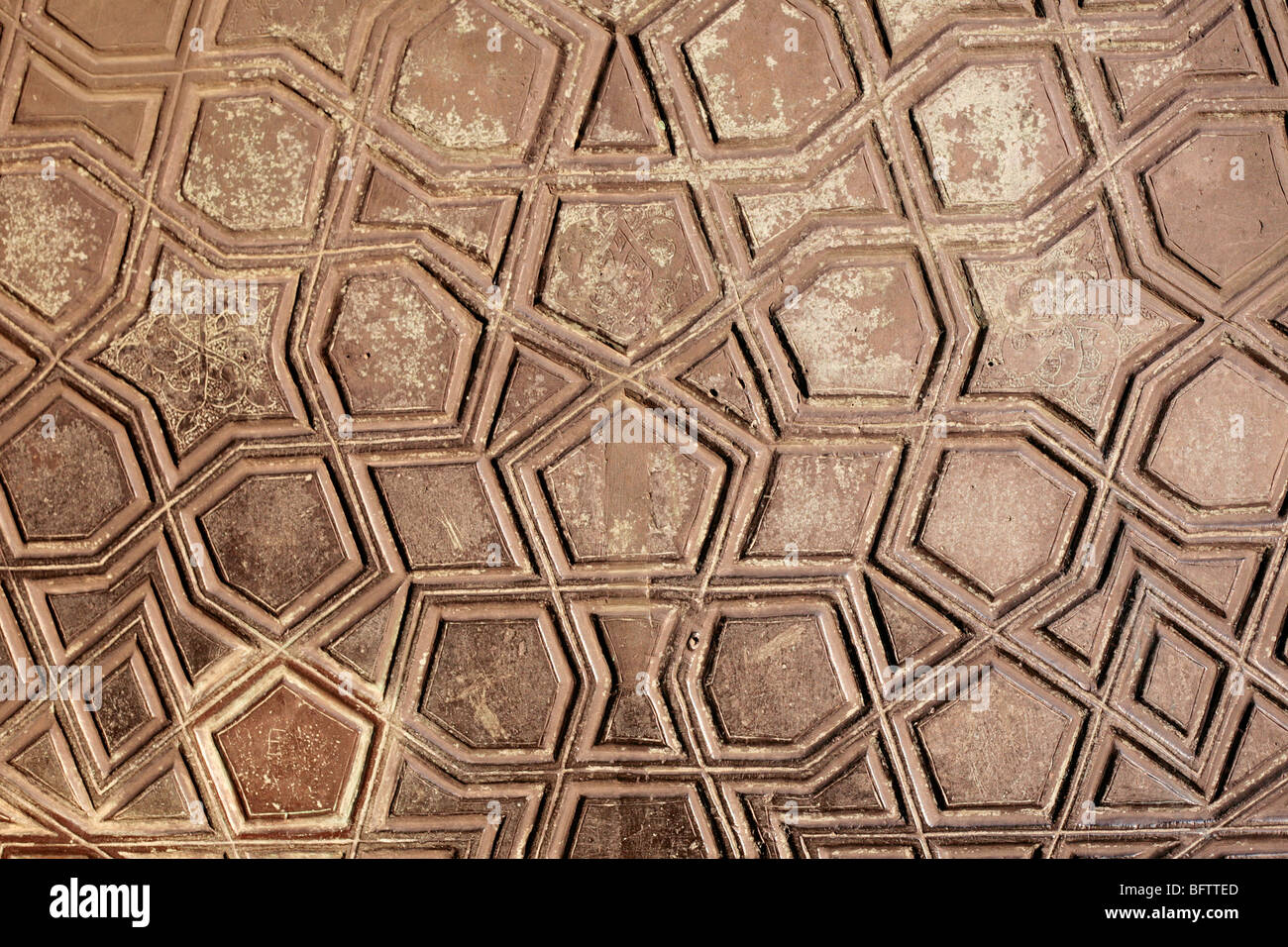 Geometric interface pattern on the door of the Blue Mosque in Istanbul Stock Photo