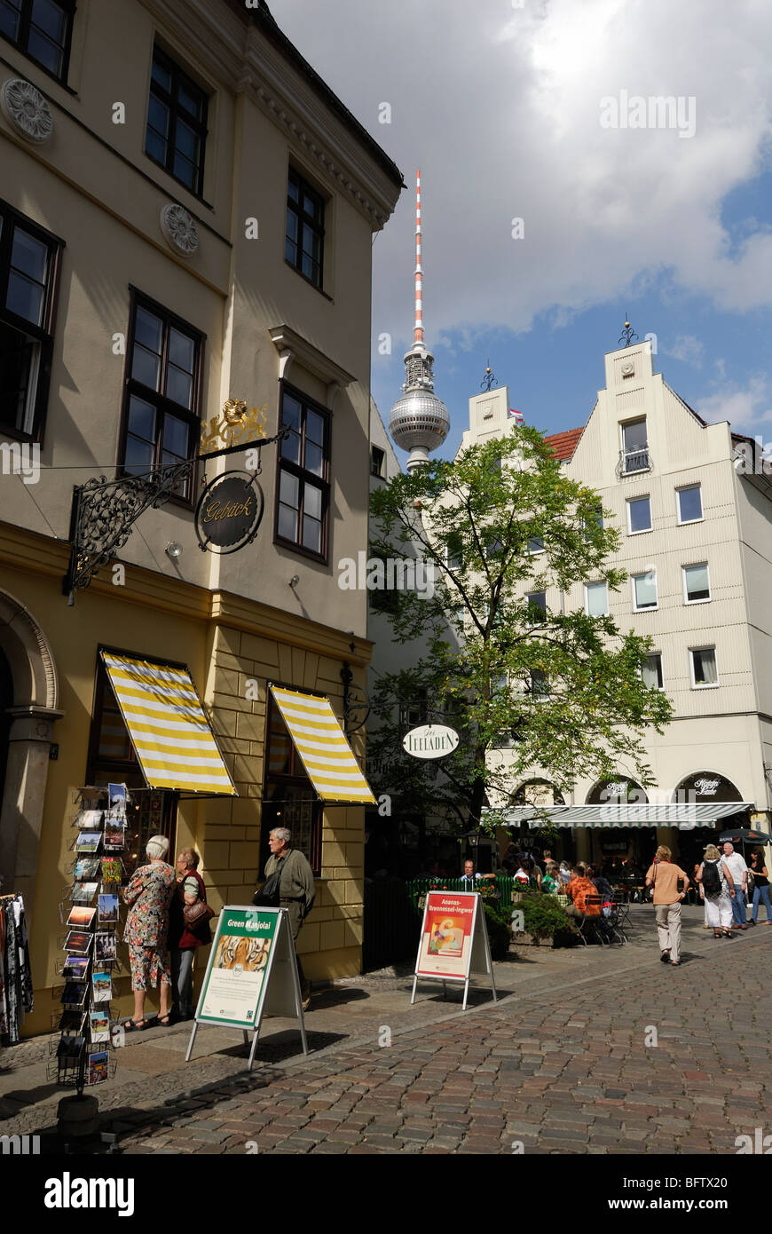 Berlin. Germany. Nikolaiviertel Nikolai Quarter, the reconstructed medieval heart of Berlin. Stock Photo