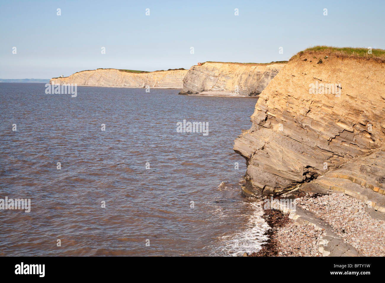 Cliff in the shape of a head, Somerset Jurrasic coast Stock Photo