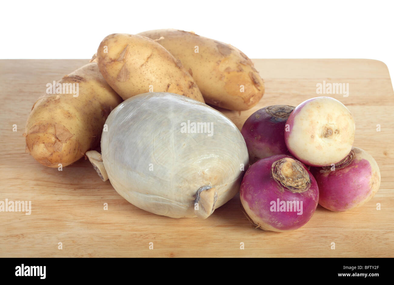 Traditional Scottish haggis, using a sheep's stomach, with potatoes and turnips. Stock Photo