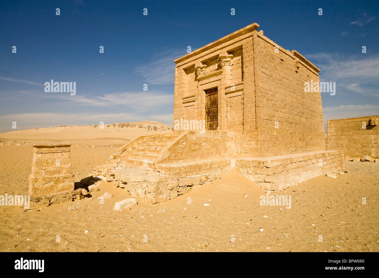 One of the mausolea at the cult centre of Tuna  el Gebel, ancient necropolis near Mallawi in Middle Egypt. Stock Photo