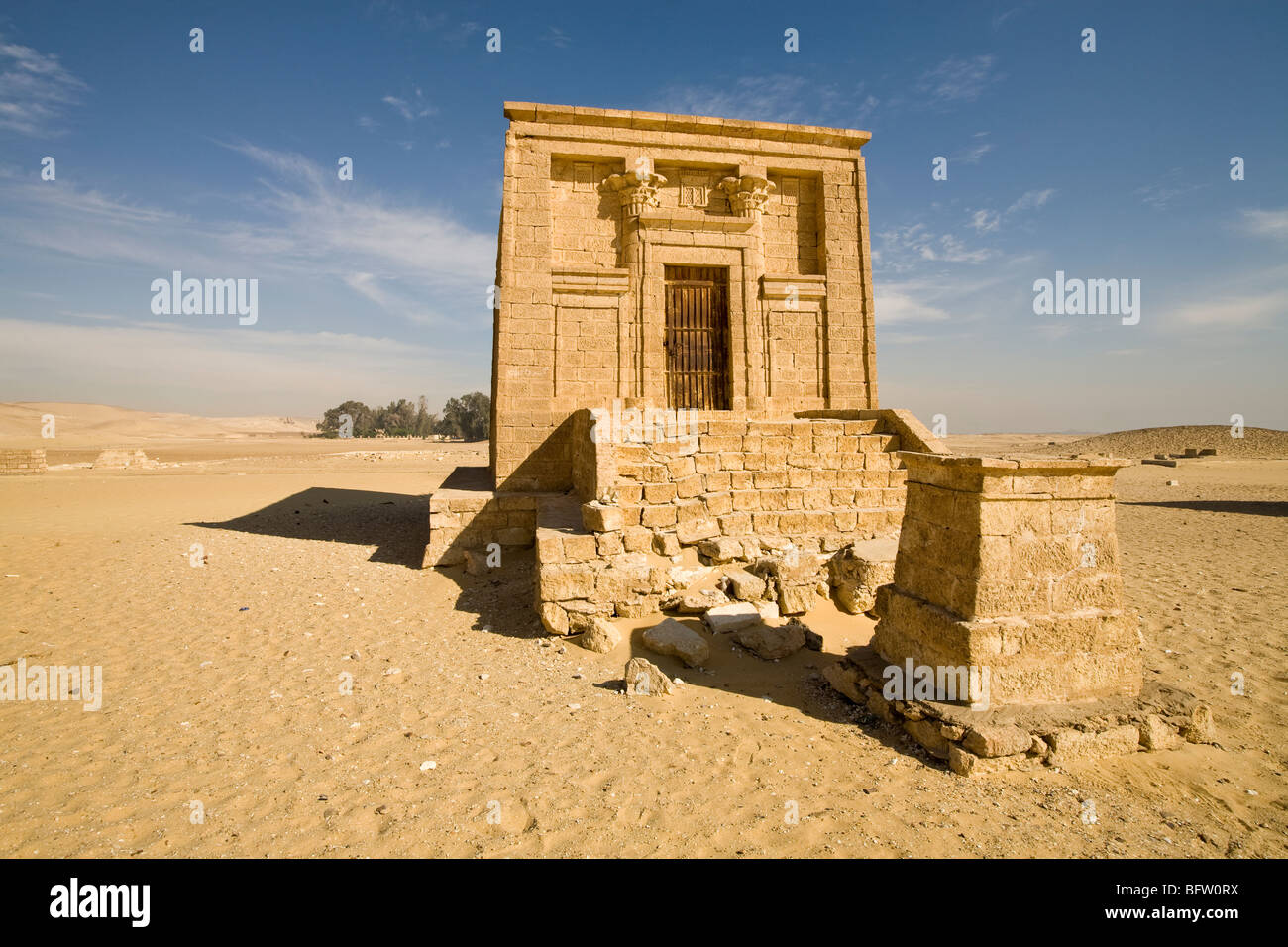 One of the mausolea at the cult centre of Tuna  el Gebel, ancient necropolis near Mallawi in Middle Egypt. Stock Photo