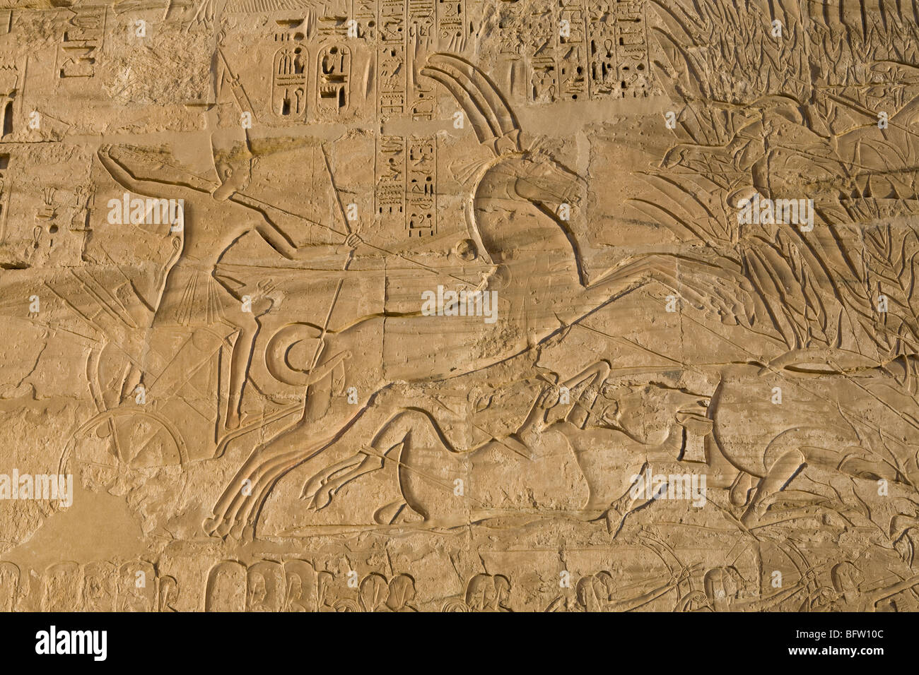 Close up of reliefs on the First Pylon at Medinet Habu , Mortuary ...