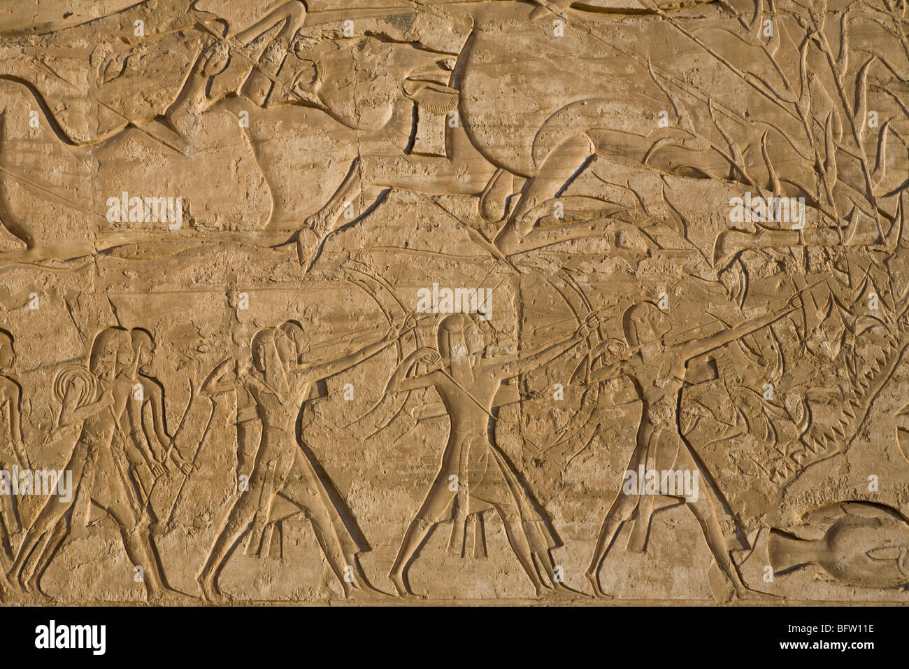 Close up of reliefs at Medinet Habu , Mortuary Temple of Ramesses III ...