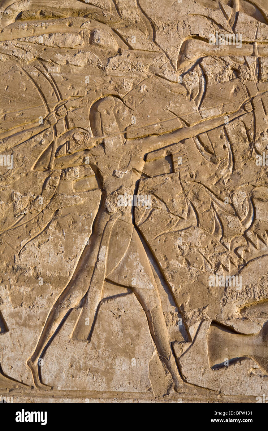 Close up of reliefs at Medinet Habu , Mortuary Temple of Ramesses III ...