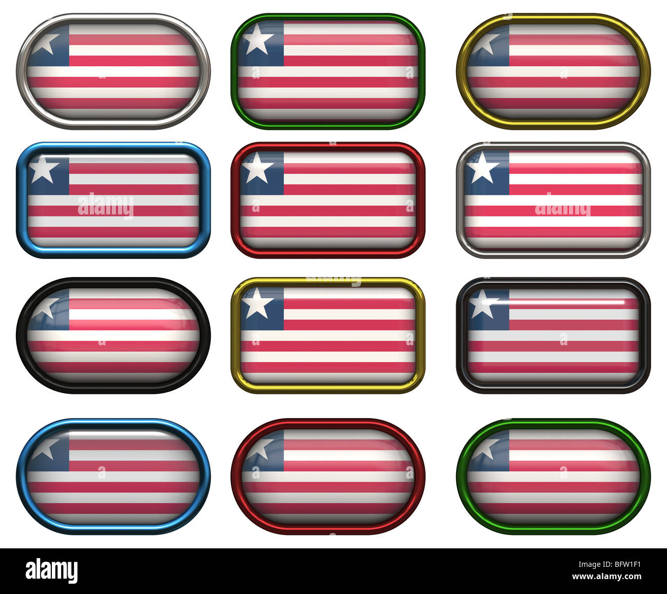 twelve Great buttons of the Flag of Liberia Stock Photo - Alamy