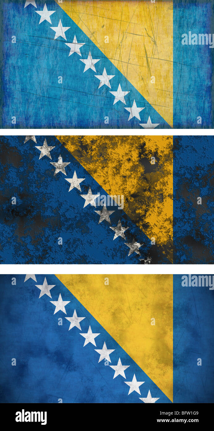 Great Image three grunge flags of Bosnia Stock Photo - Alamy