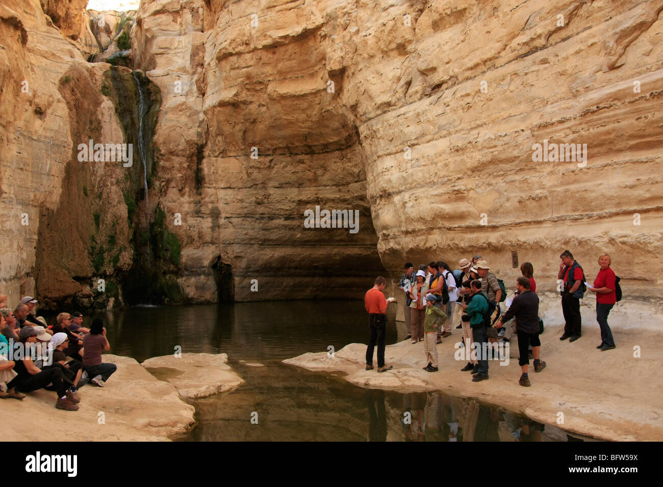 Israel, Negev. The waterfall at Ein Avdat national park in Wadi Zin