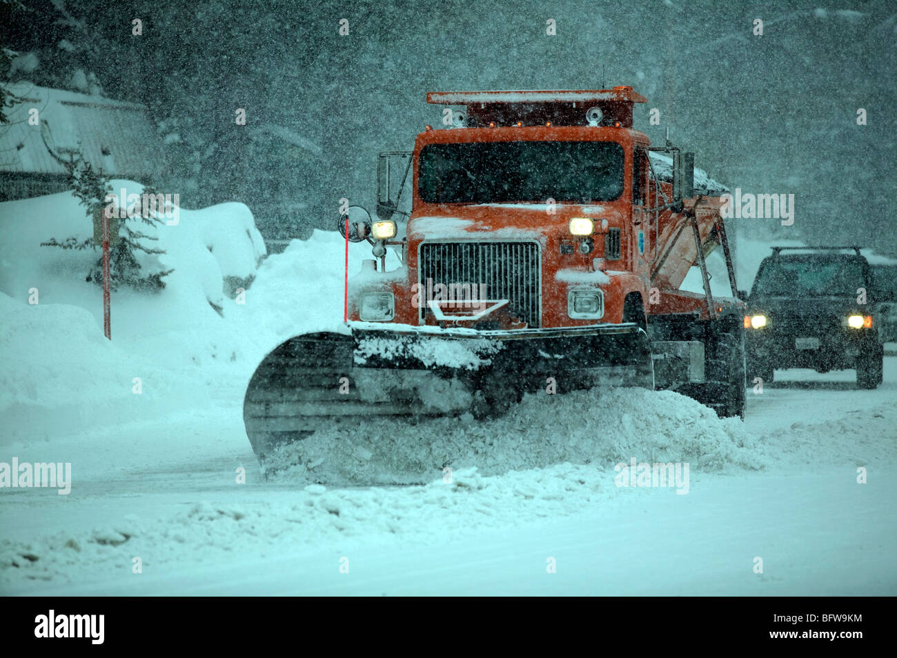 Snow ploughing in Mammoth Mountain California Stock Photo Alamy
