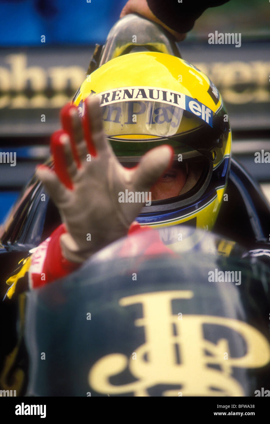 Ayrton Senna in his Lotus 98T in 1986 Stock Photo