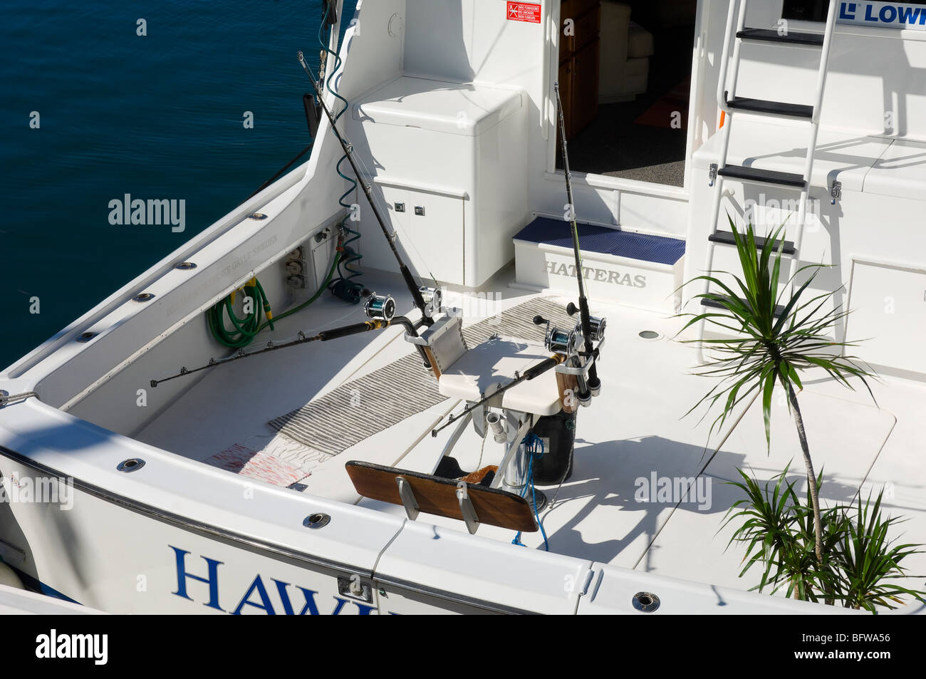 Game fishing boat moored at Funchal Marina Madeira Portugal EU Europe Stock Photo