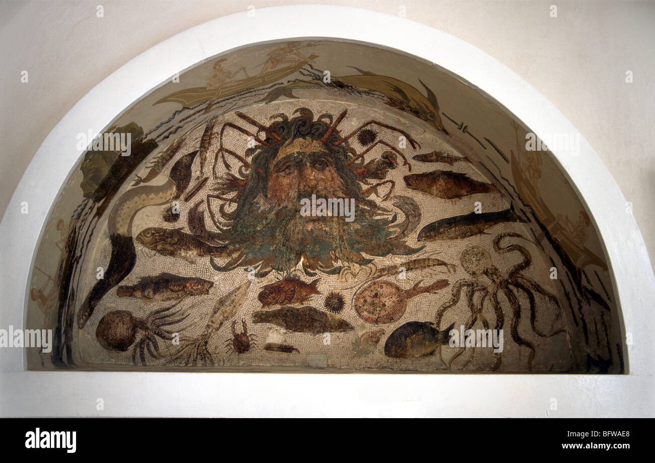 Sousse Tunisia Archaeological Museum Roman Mosaic Oceanus Stock Photo