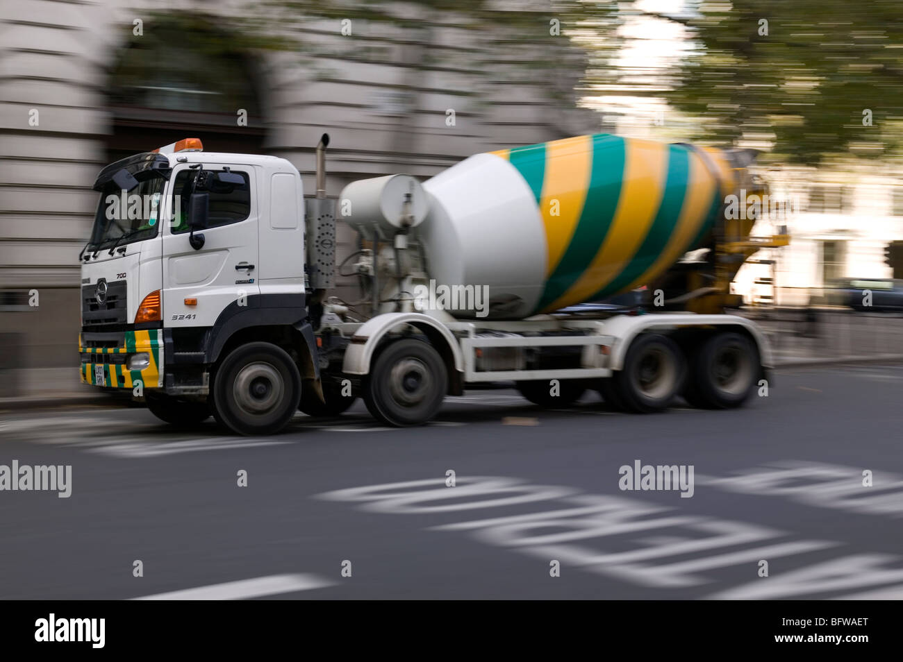 Mobile Cement mixer Hino truck at speed in Lodon UK Stock Photo - Alamy