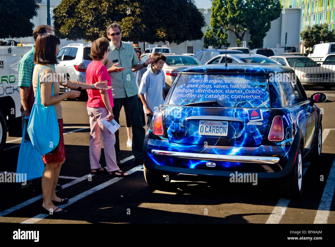 A 'zero carbon'  car is available for visitors' test driving at an 'AltCar' (alternative car) Santa Monica, CA Stock Photo