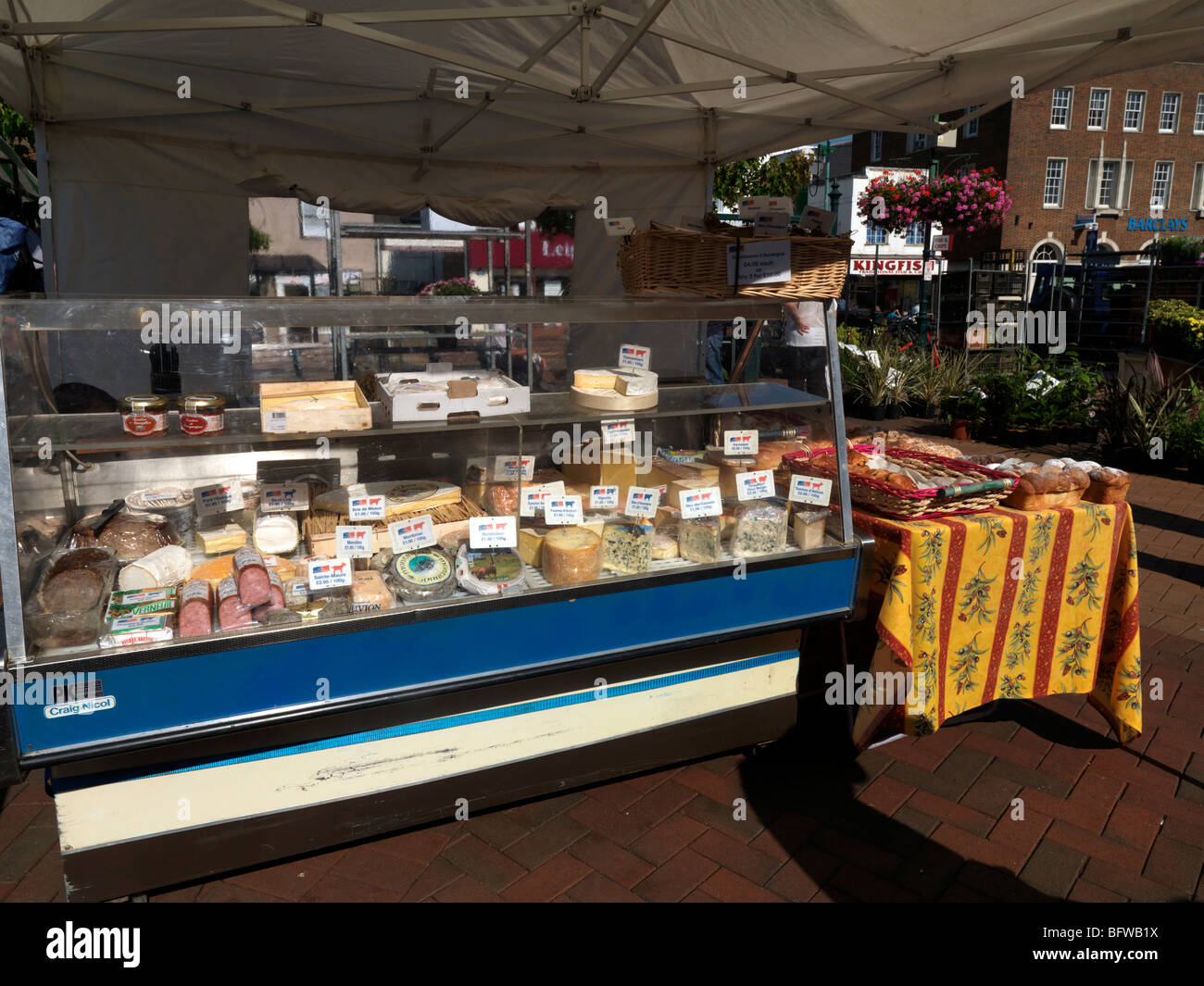Stalls at Epsom Saturday Market Epsom Surrey Stock Photo Alamy