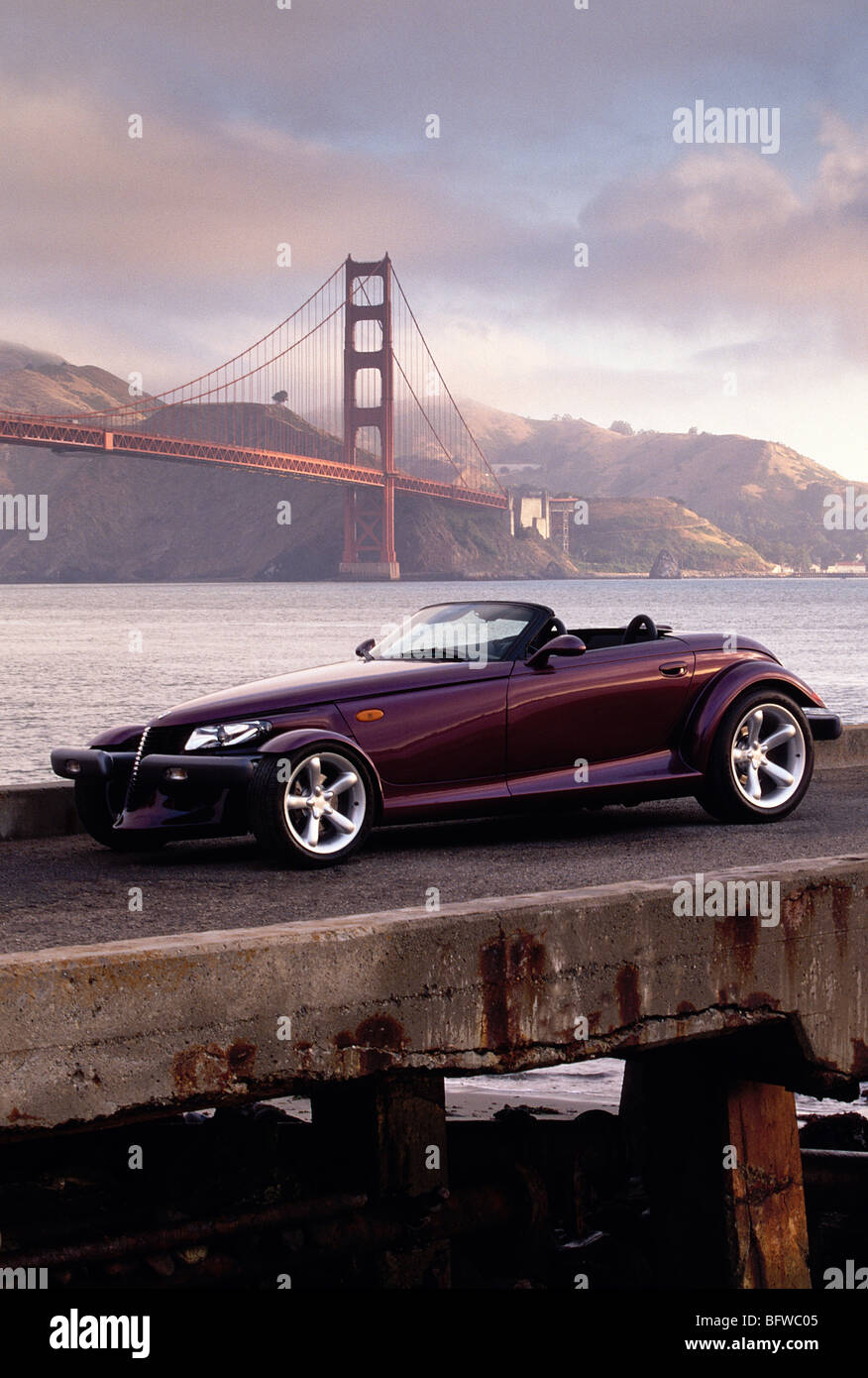 Plymouth Prowler at Golden Gate Bridge San Francisco USA 2000 Stock Photo