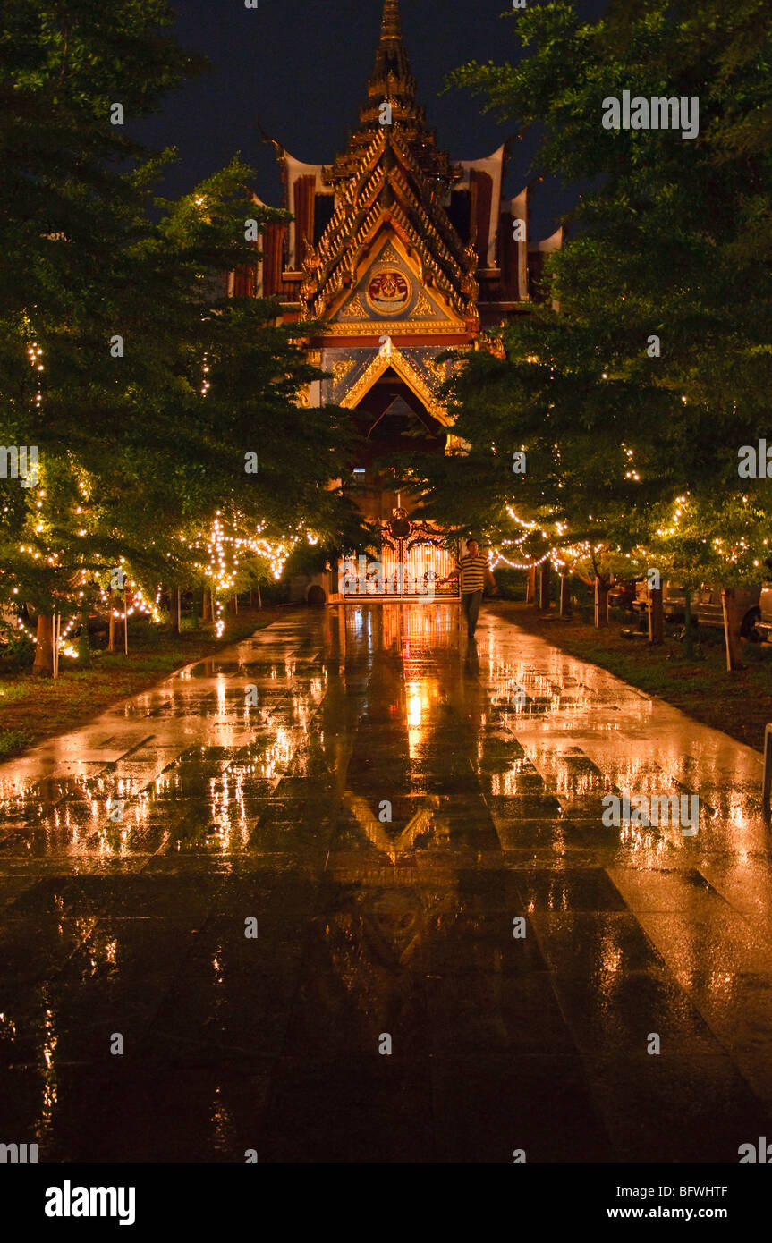 Asalha Puja Holiday, Buddha Day, Temple Wat Yan Nawa, Bangkok Thailand. Stock Photo